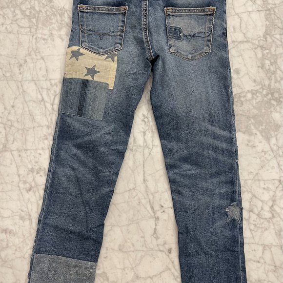 Polo Ralph Lauren Girls Blue Waverly Straight Star Patch Raw Hem Jeans Size 12 - Picture 5 of 8